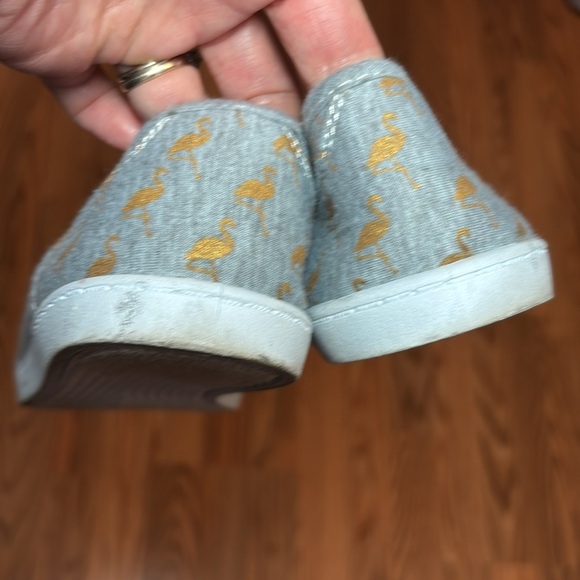 Coral Bay Flamingo Loafers, Slip on Grey Fabric Shoes, 8 - Picture 4 of 5
